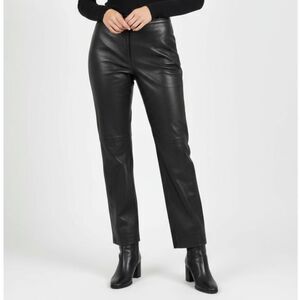 Cache 100% Leather Black  Wide Hem  High Waist Pants 4